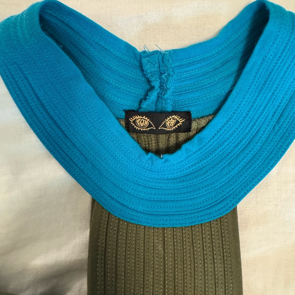 Teal and Olive Ribbed Knit Top